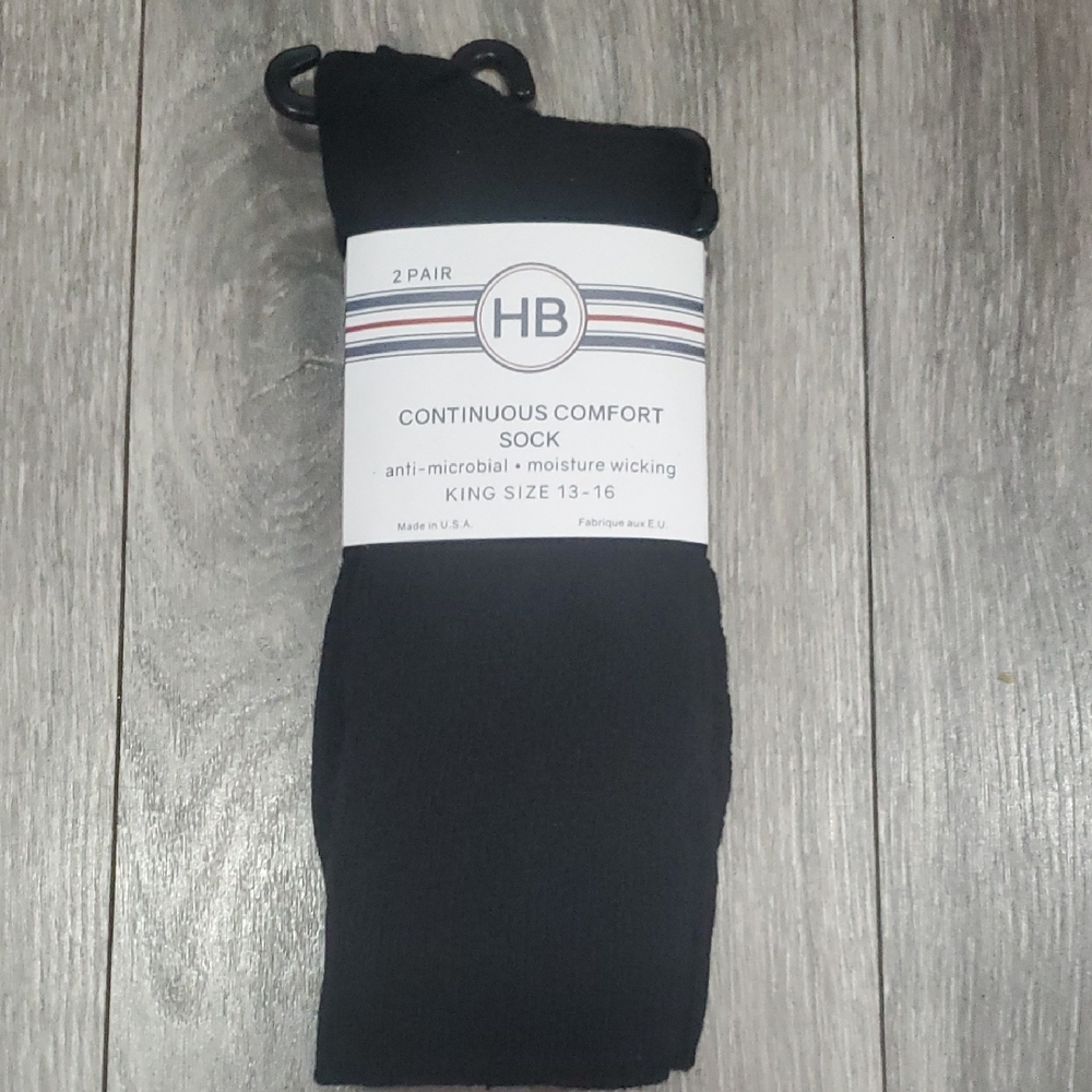 Harbor Bay Extra Wide Continuous Comfort Anti-Microbial King Size Socks - 2 Pair